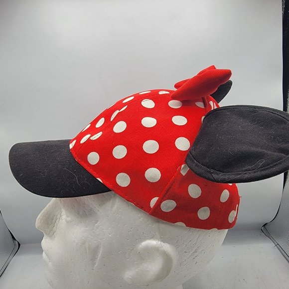 Disney Parks Minnie Mouse Youth Hat Black Red White Polka Dot Disneyland - Picture 2 of 10